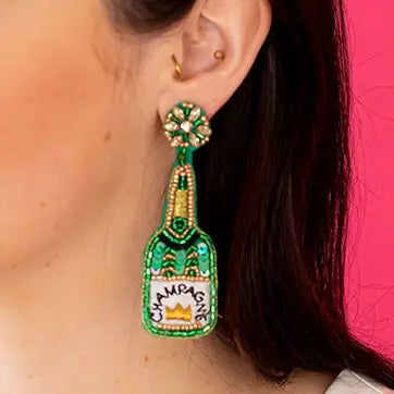 Champagne Bottle Seed Bead Chic Earrings