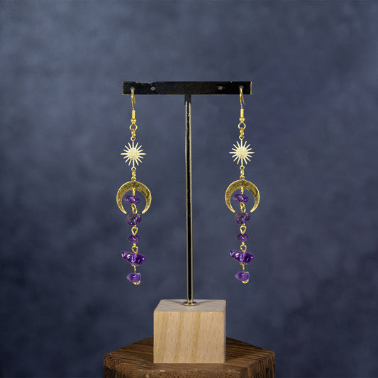 Purple Moon Crystal Earring