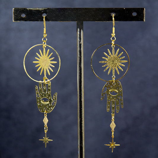 Celestial Hamsa Hand Earring