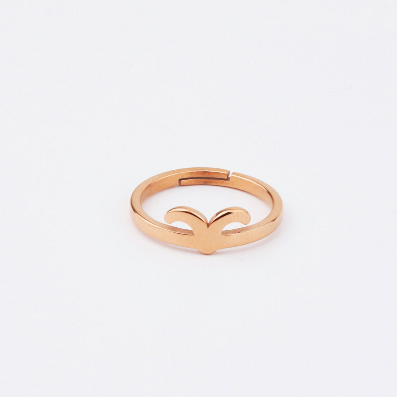 Aries Rose Gold Zodiac Ring