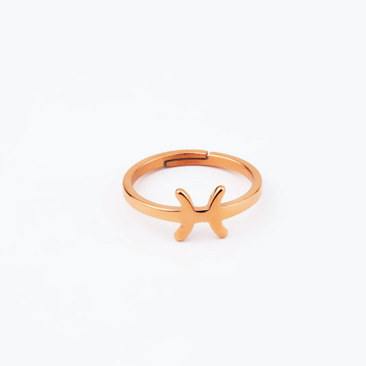 Pisces Rose Gold Zodiac Ring