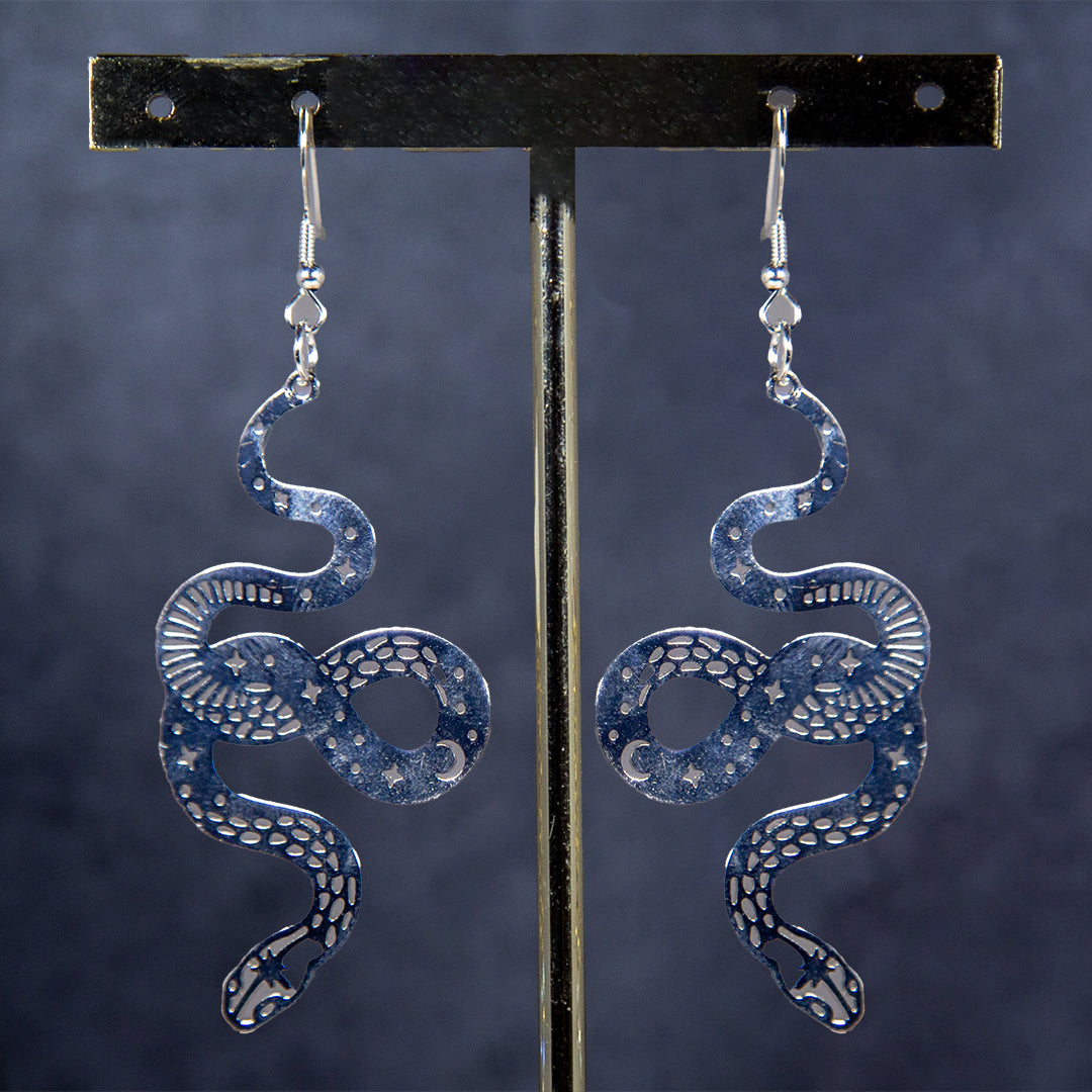 Celestial Silver Snake Earring