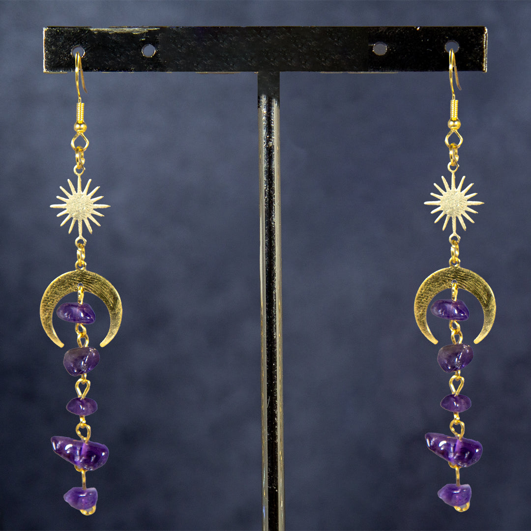 Purple Moon Crystal Earring