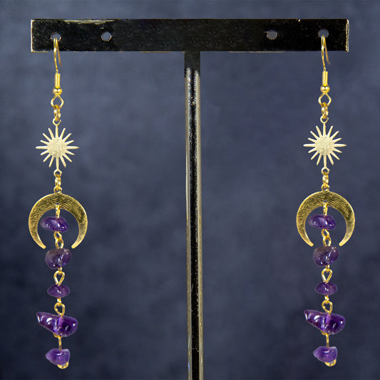 Purple Moon Crystal Earring