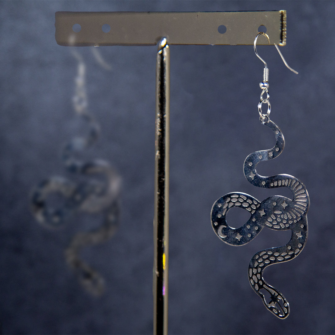 Celestial Silver Snake Earring