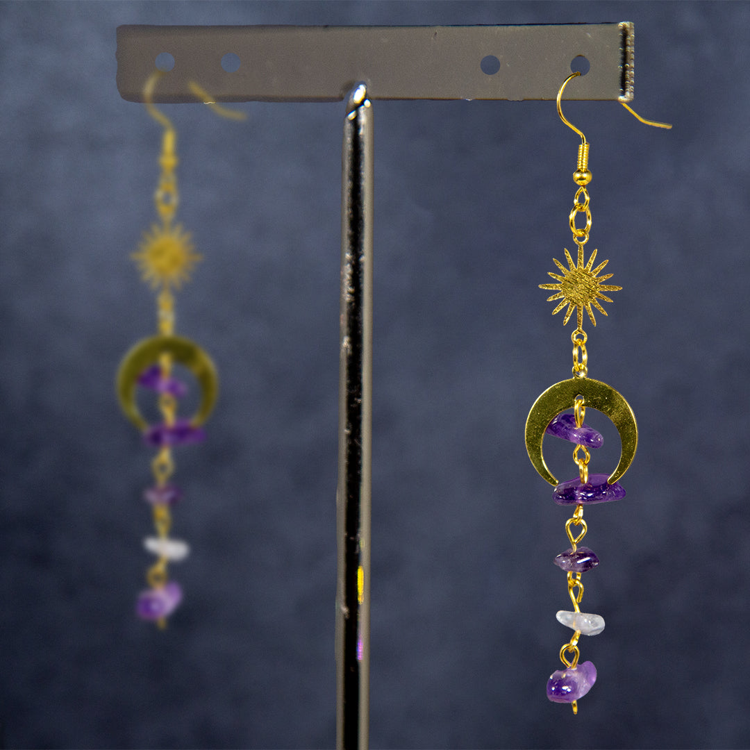 Purple Moon Crystal Earring