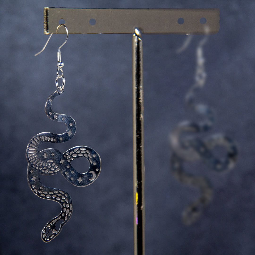 Celestial Silver Snake Earring