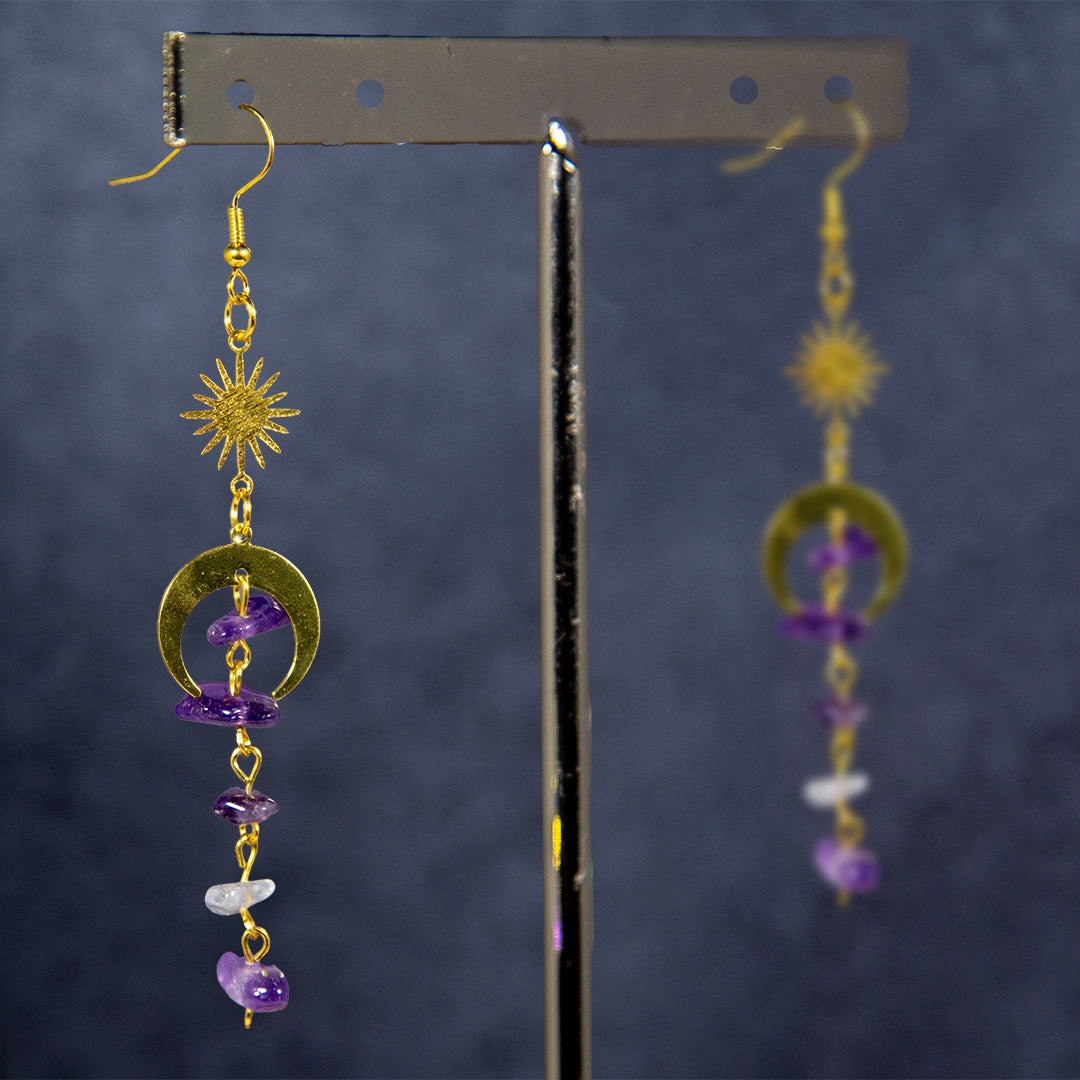 Purple Moon Crystal Earring