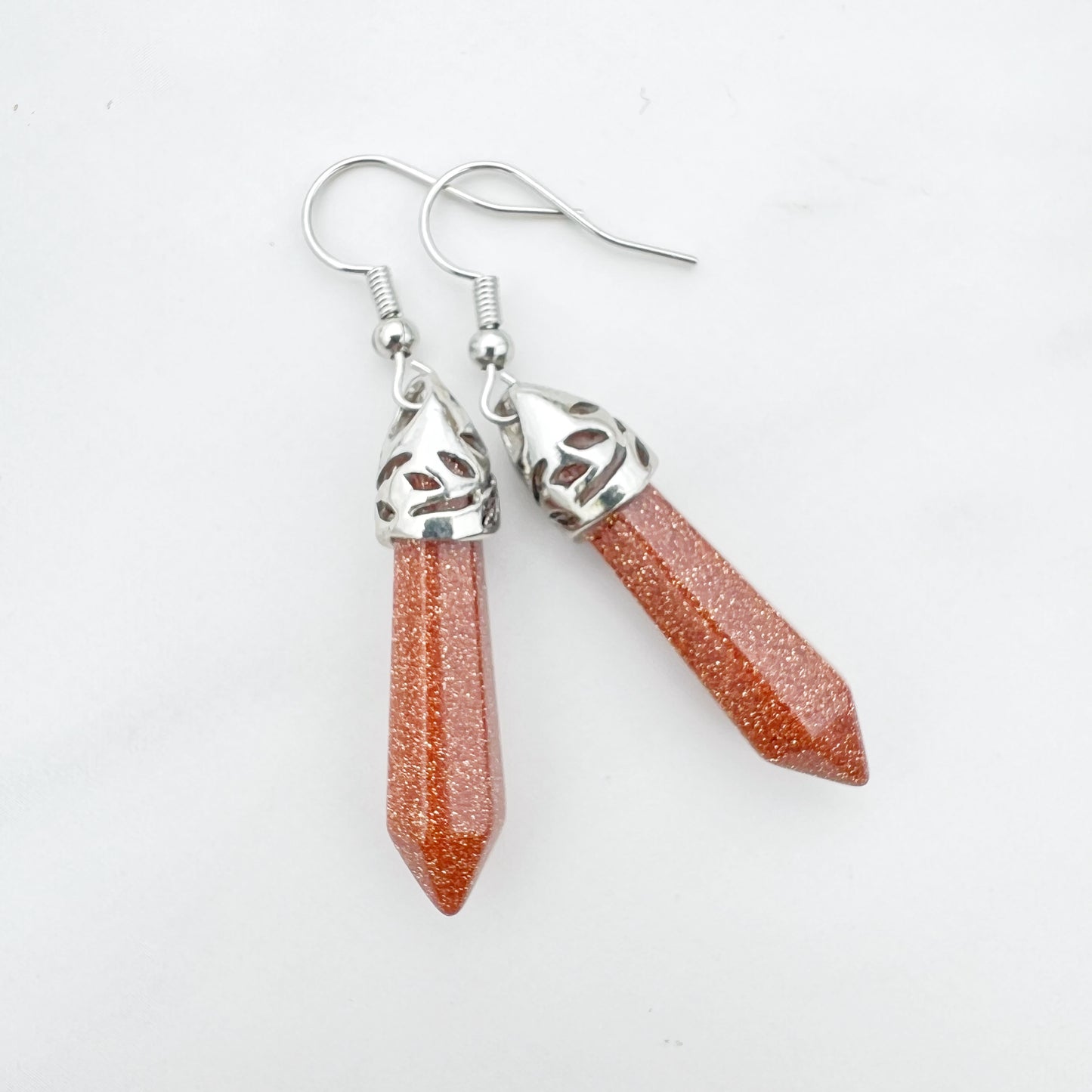 Healing Gemstone Hexagon Point Earring - 16 Colors