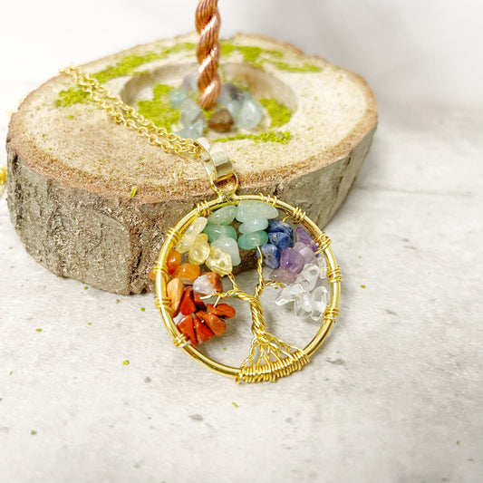 Gold Chakra Tree of Life Necklace