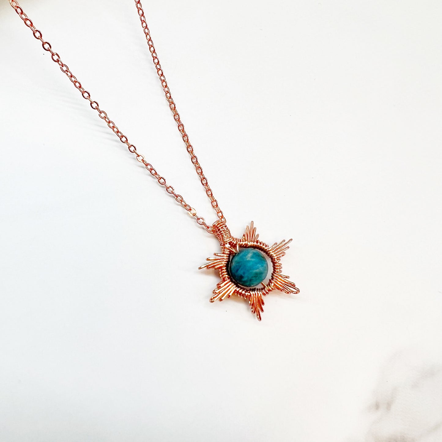 Gemstone Wire Sun Necklace