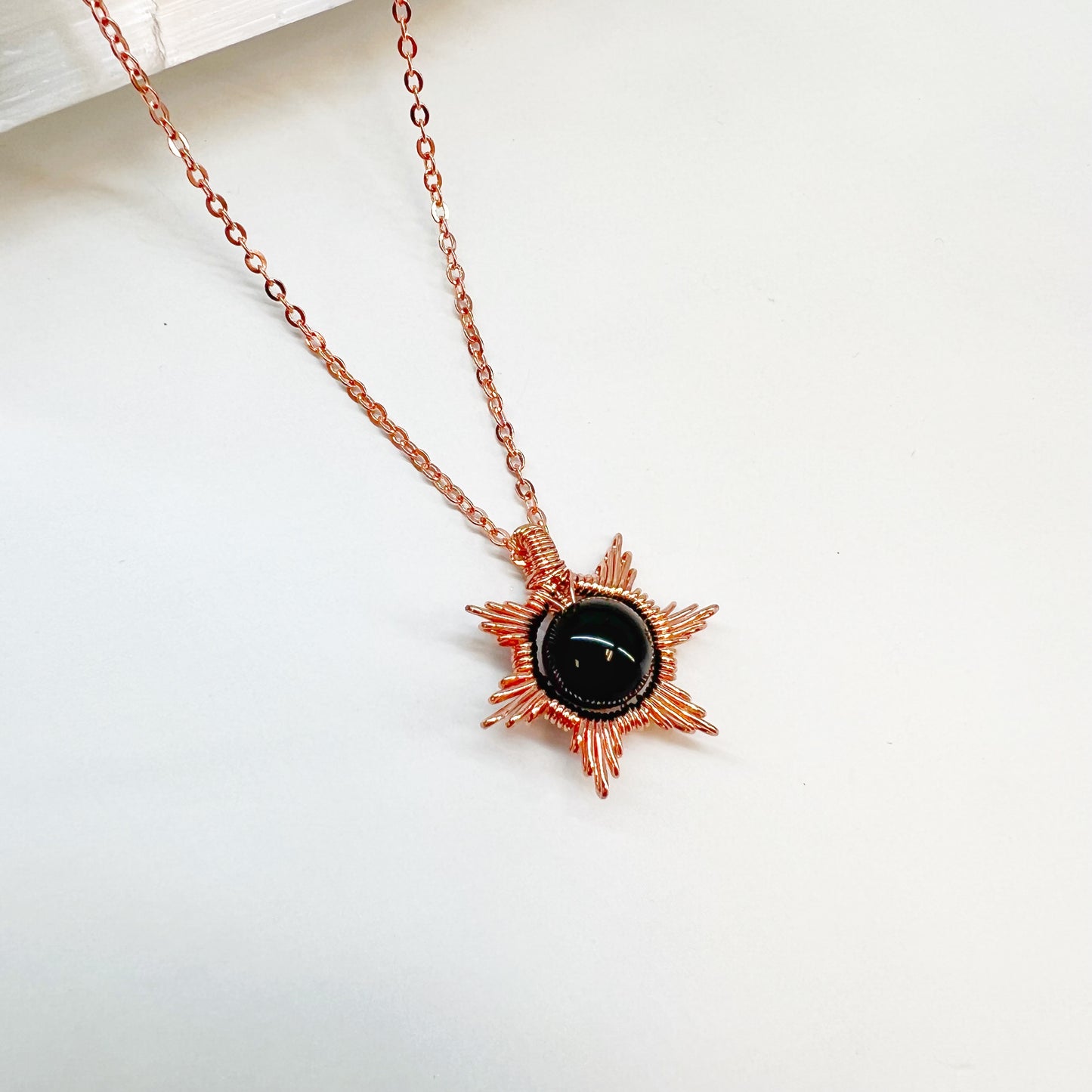 Gemstone Wire Sun Necklace