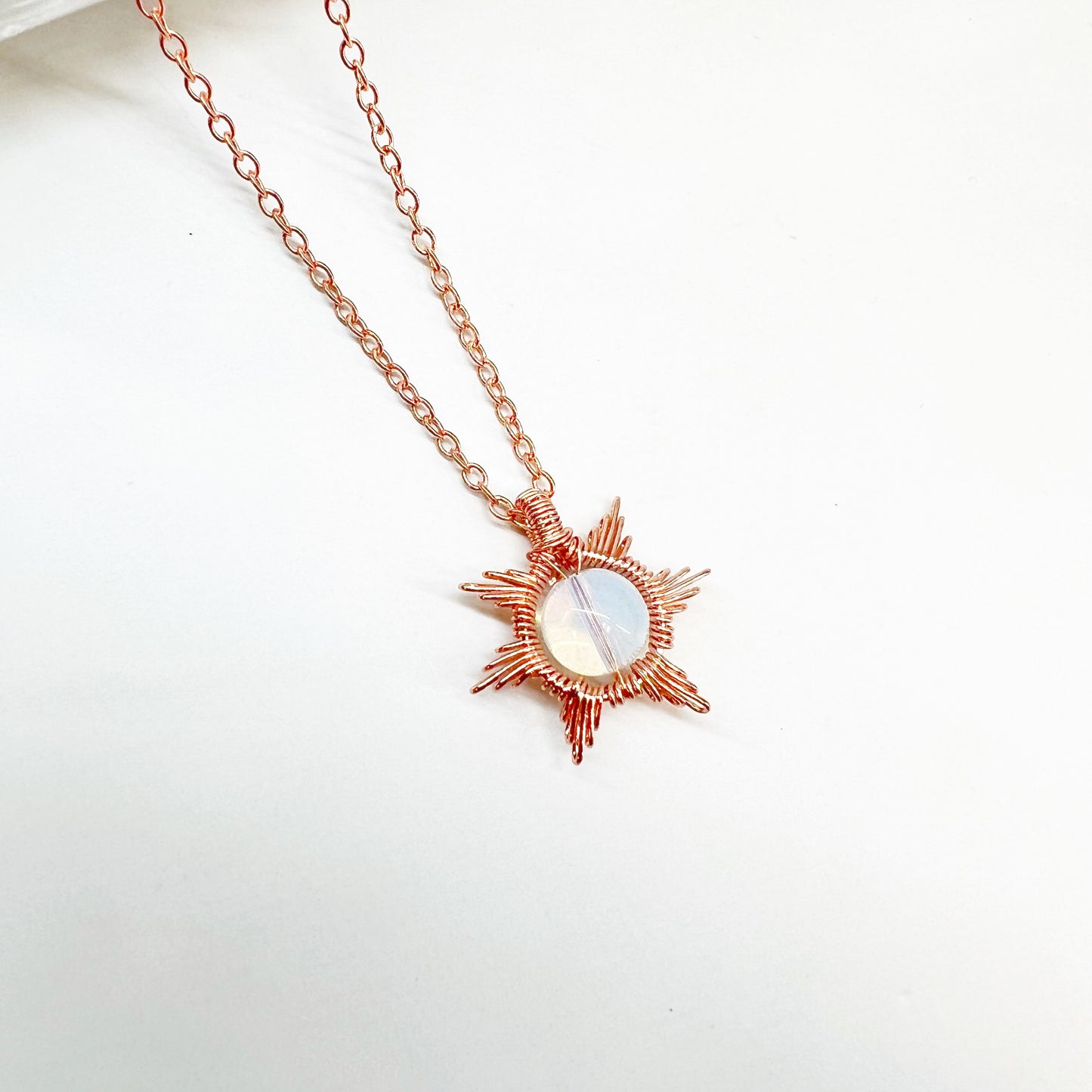 Gemstone Wire Sun Necklace