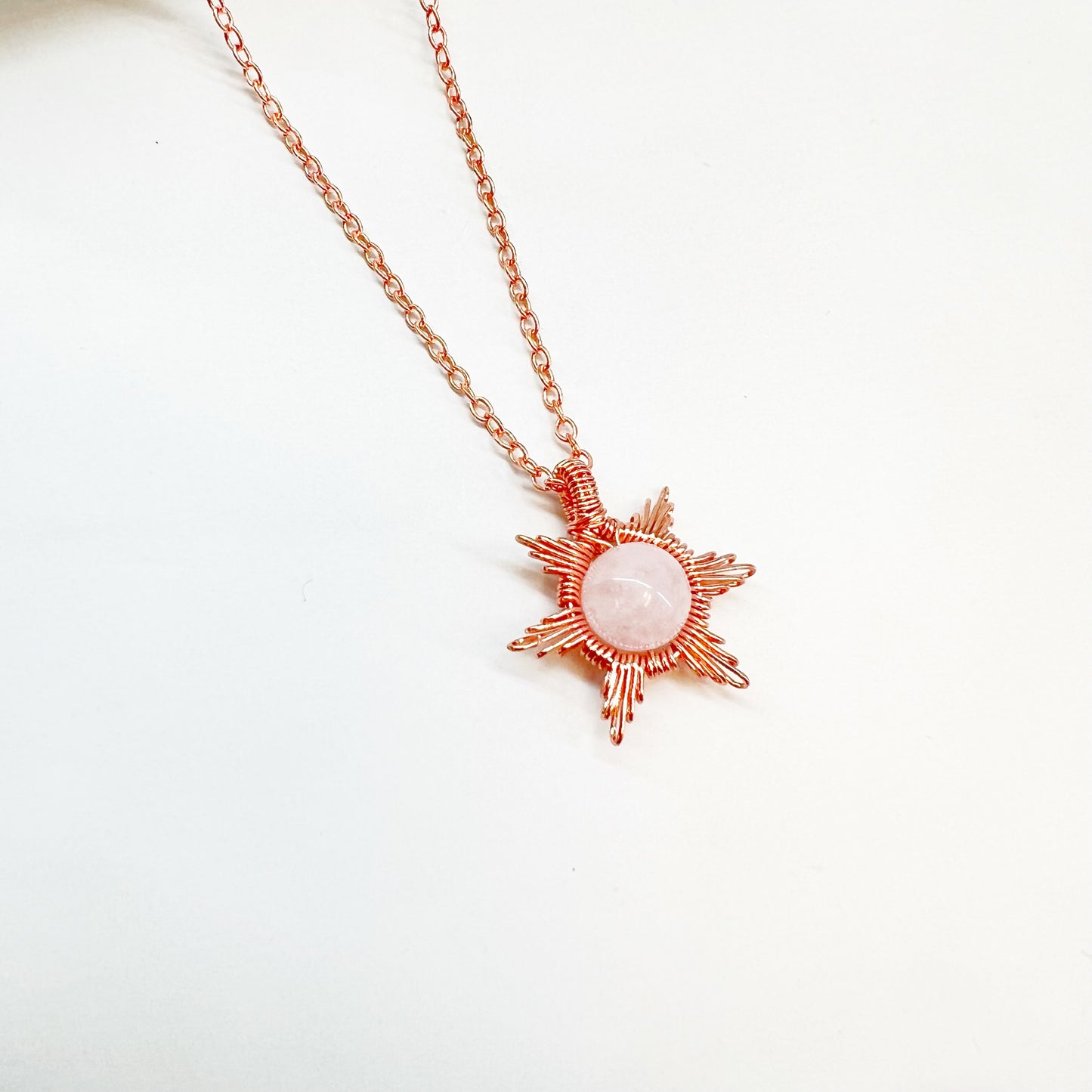 Gemstone Wire Sun Necklace