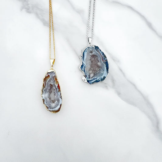 Geode Slice Crystal Necklace