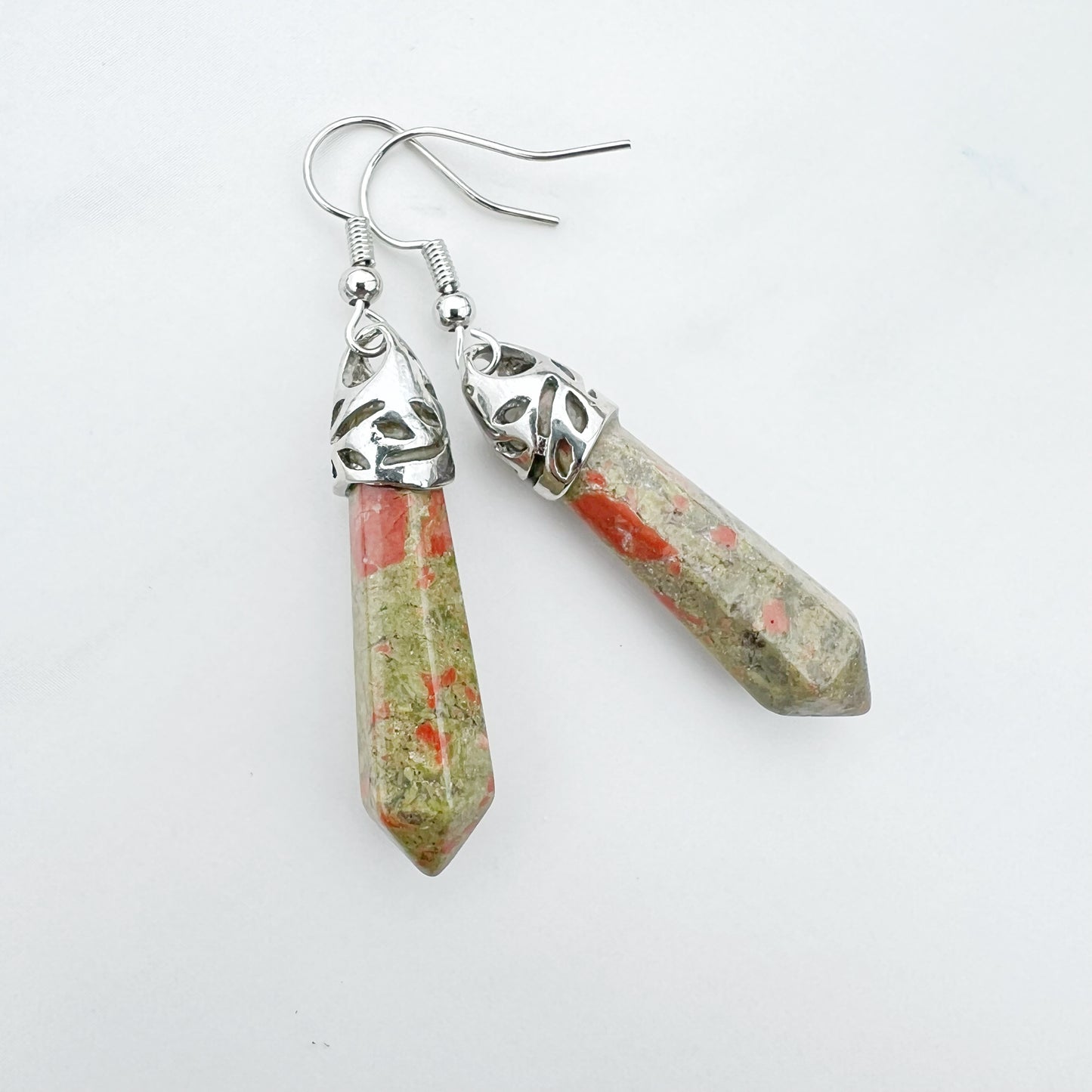 Healing Gemstone Hexagon Point Earring - 16 Colors