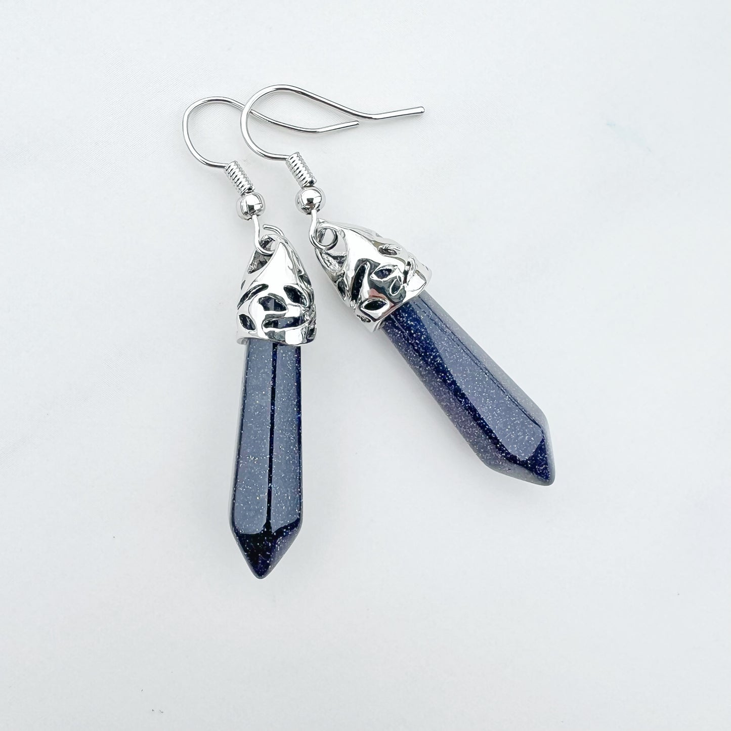 Healing Gemstone Hexagon Point Earring - 16 Colors