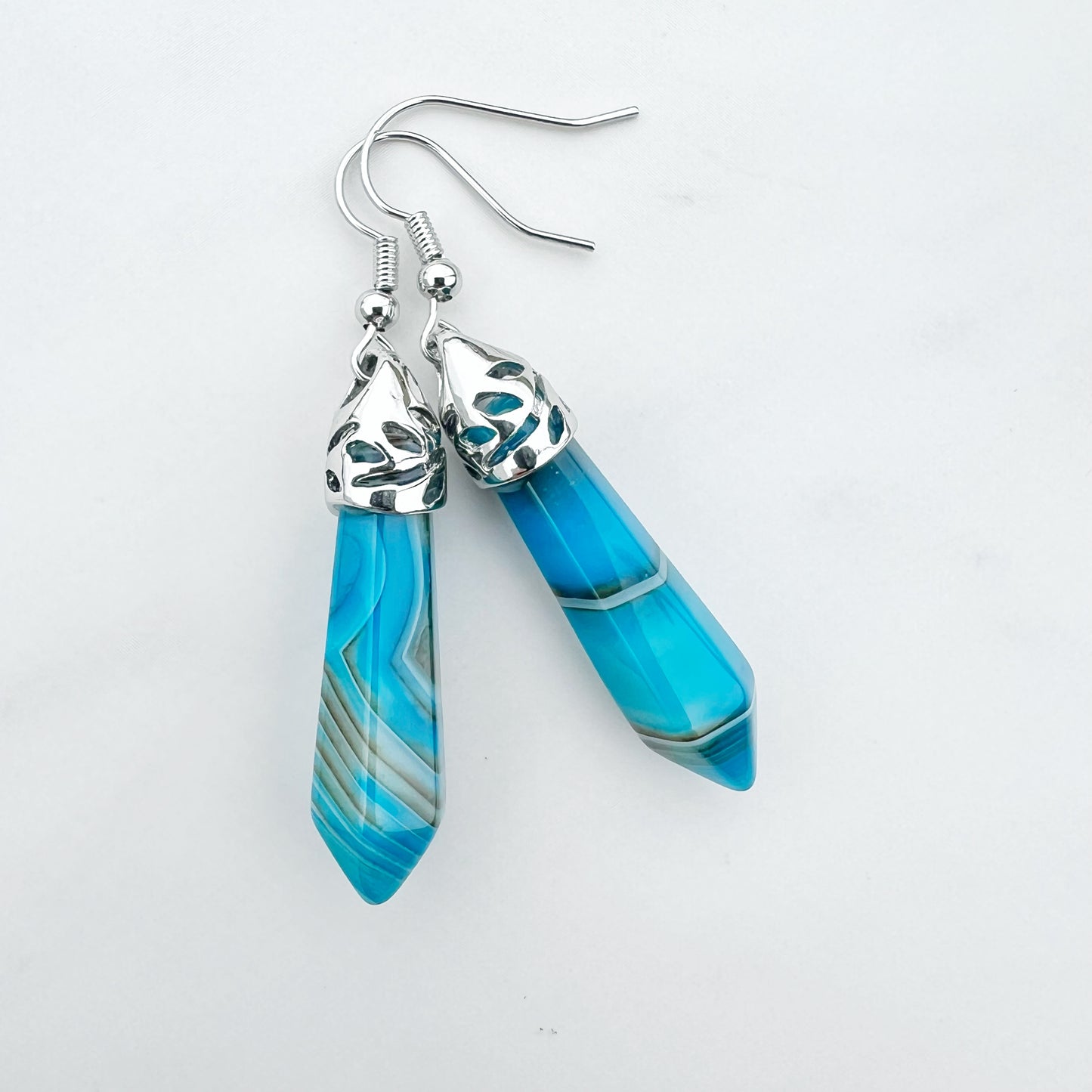 Healing Gemstone Hexagon Point Earring - 16 Colors