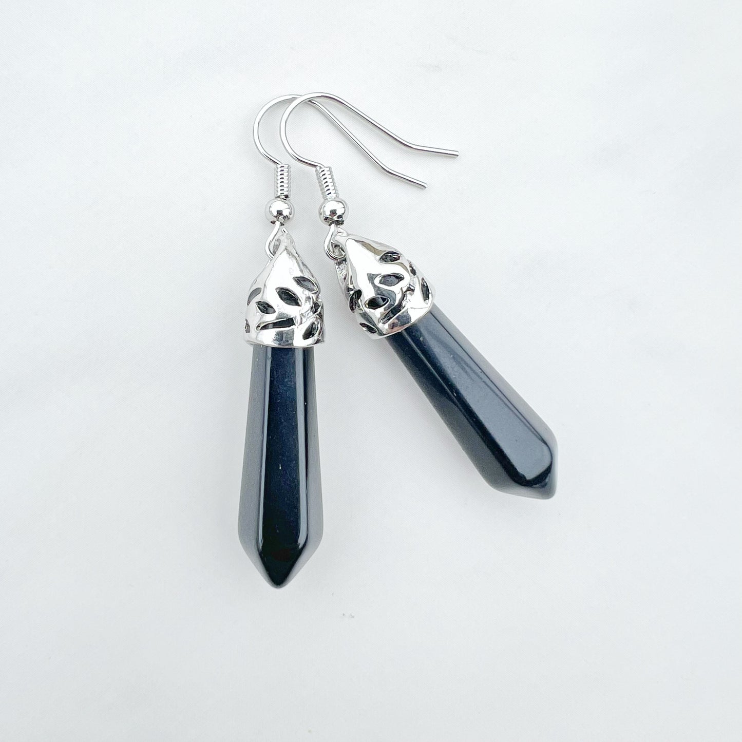 Healing Gemstone Hexagon Point Earring - 16 Colors