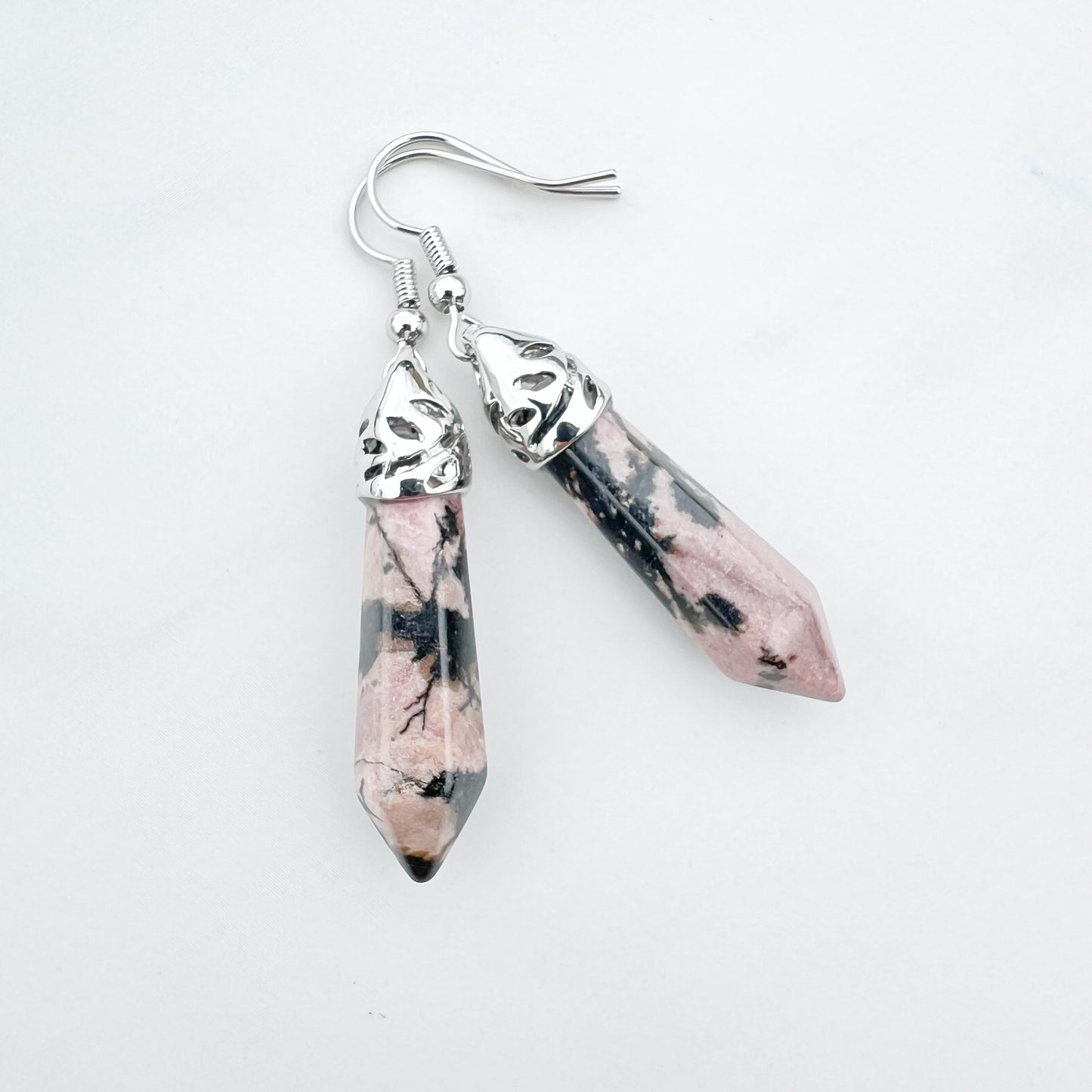 Healing Gemstone Hexagon Point Earring - 16 Colors