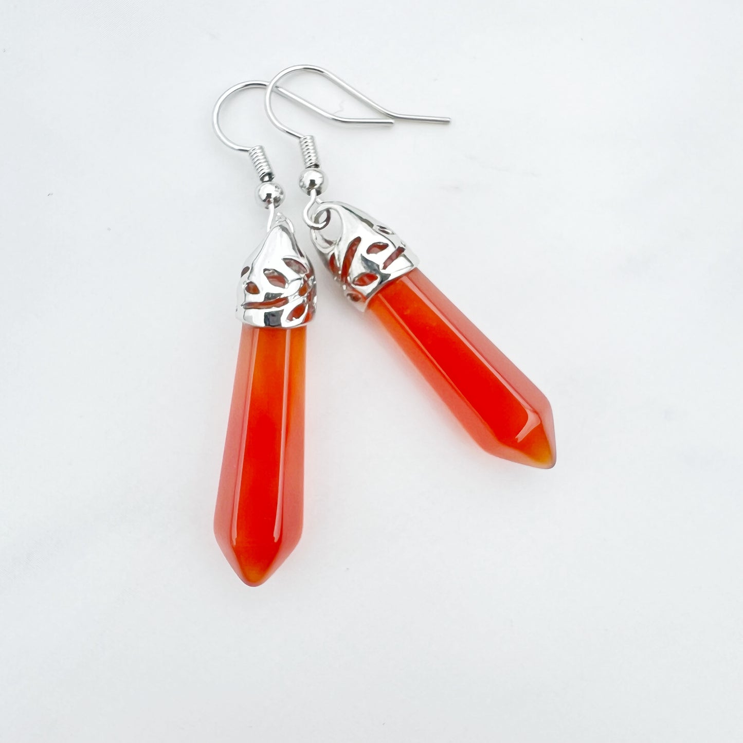 Healing Gemstone Hexagon Point Earring - 16 Colors
