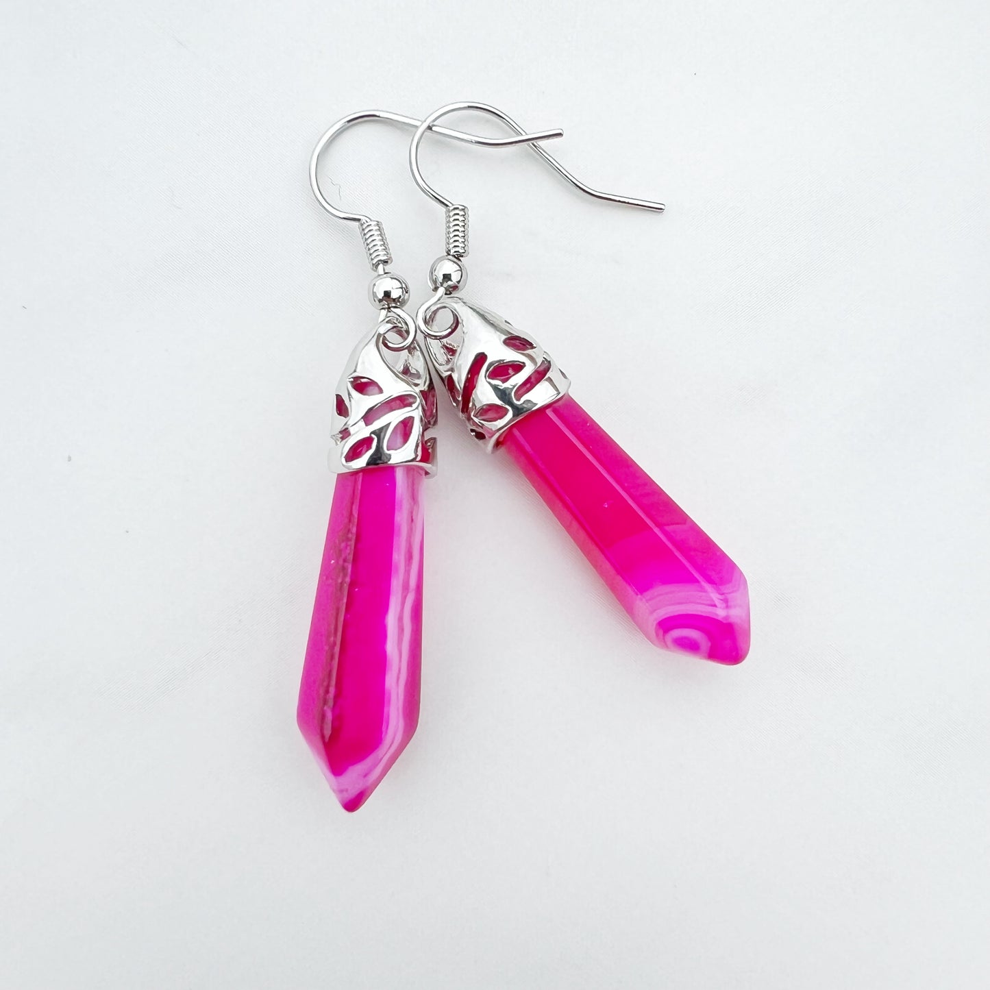 Healing Gemstone Hexagon Point Earring - 16 Colors