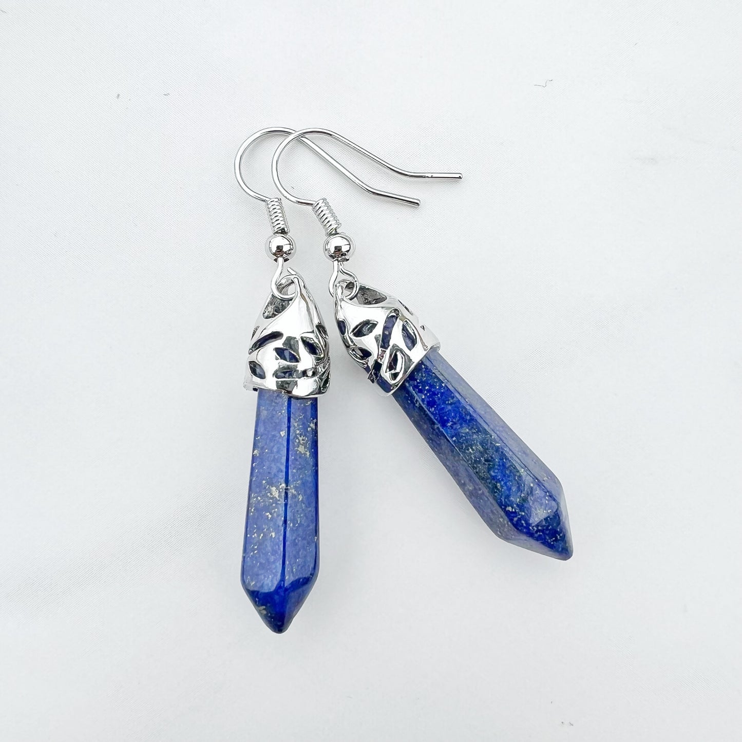Healing Gemstone Hexagon Point Earring - 16 Colors