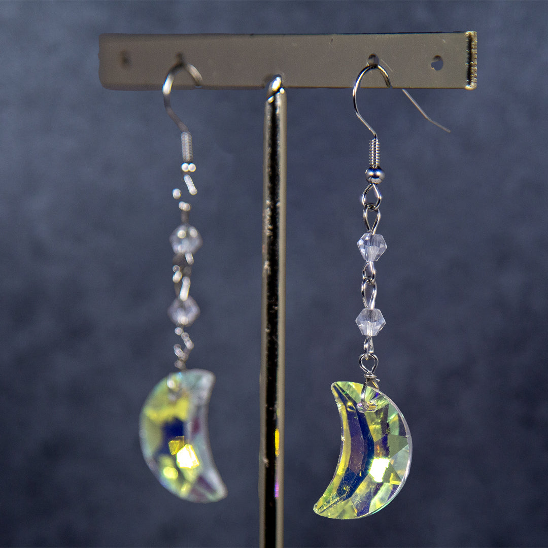 Iridescent Cute Moon Earrings