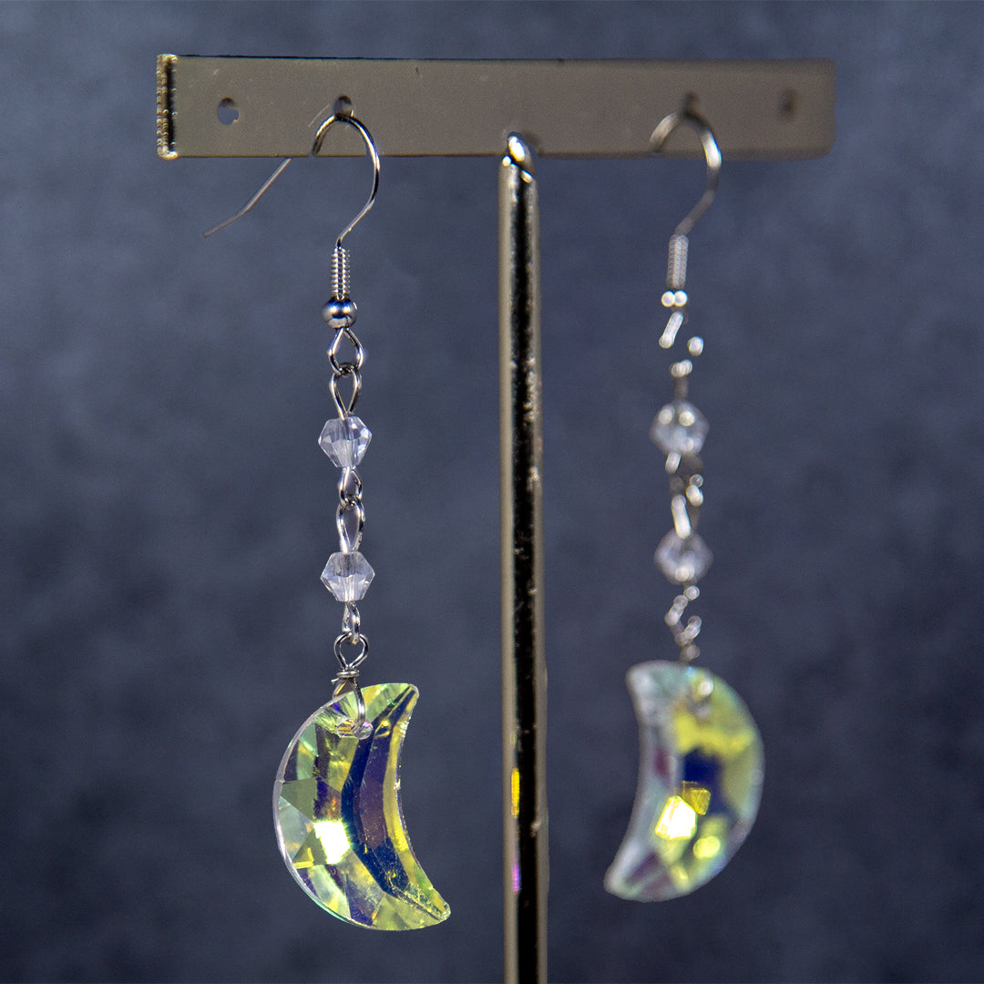 Iridescent Cute Moon Earrings