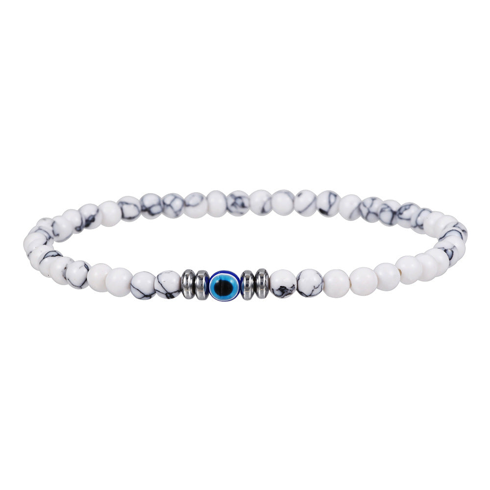 Gemstone Evil Eye Protection Bracelet - Howlite
