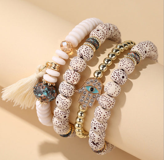 Hamsa Protection Stack Layering Bracelet Set