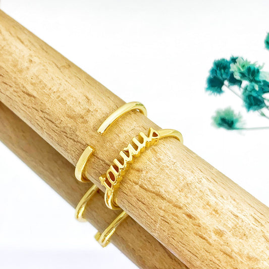 Taurus Zodiac Sign Adjustable Gold Ring