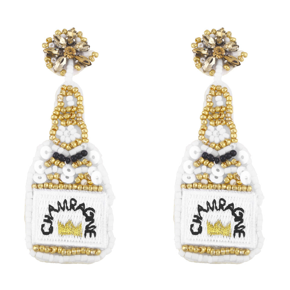 Champagne Bottle Seed Bead Chic Earrings