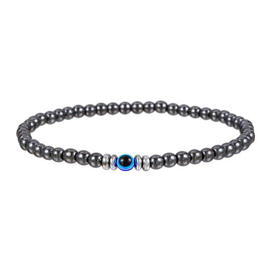 Gemstone Evil Eye Protection Bracelet - Hematite