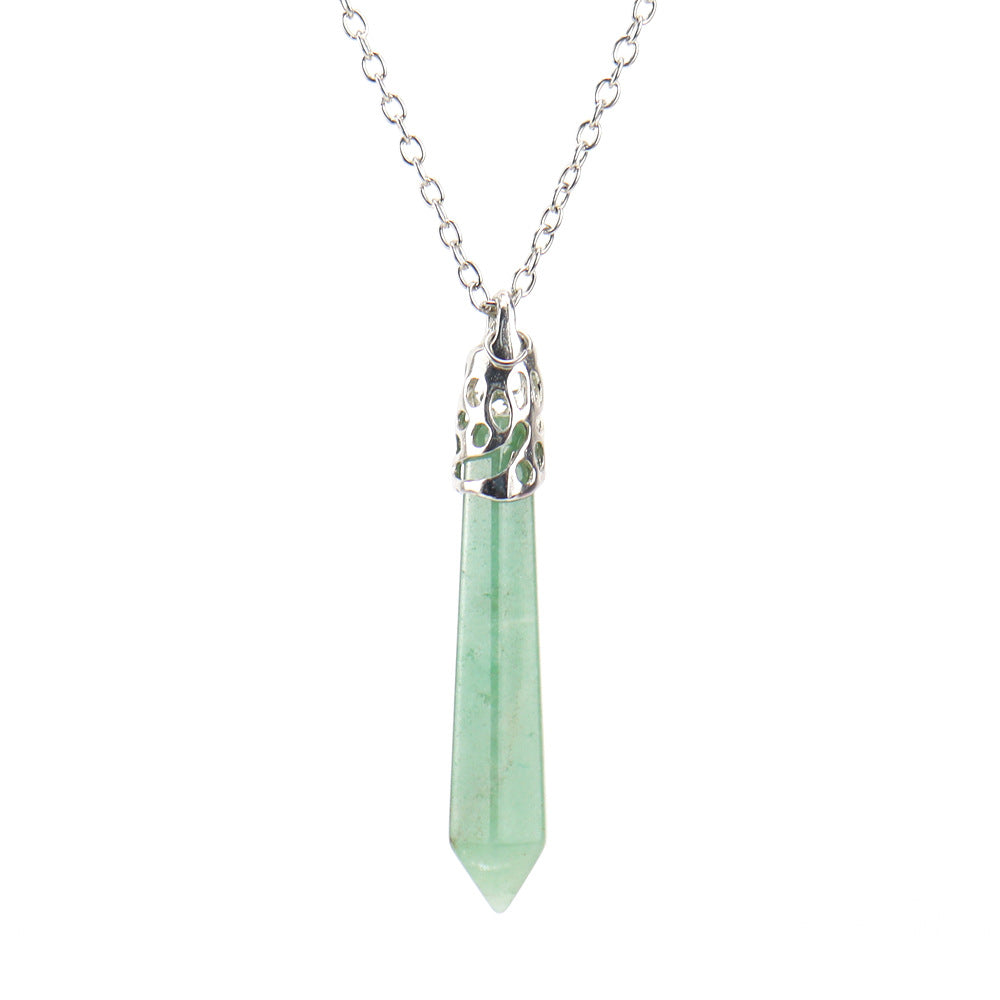 Green Aventurine Bullet Hexagonal-Necklace