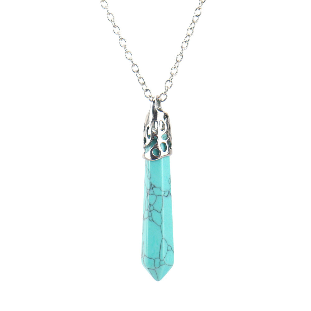 Turquoise Bullet Hexagonal-Necklace