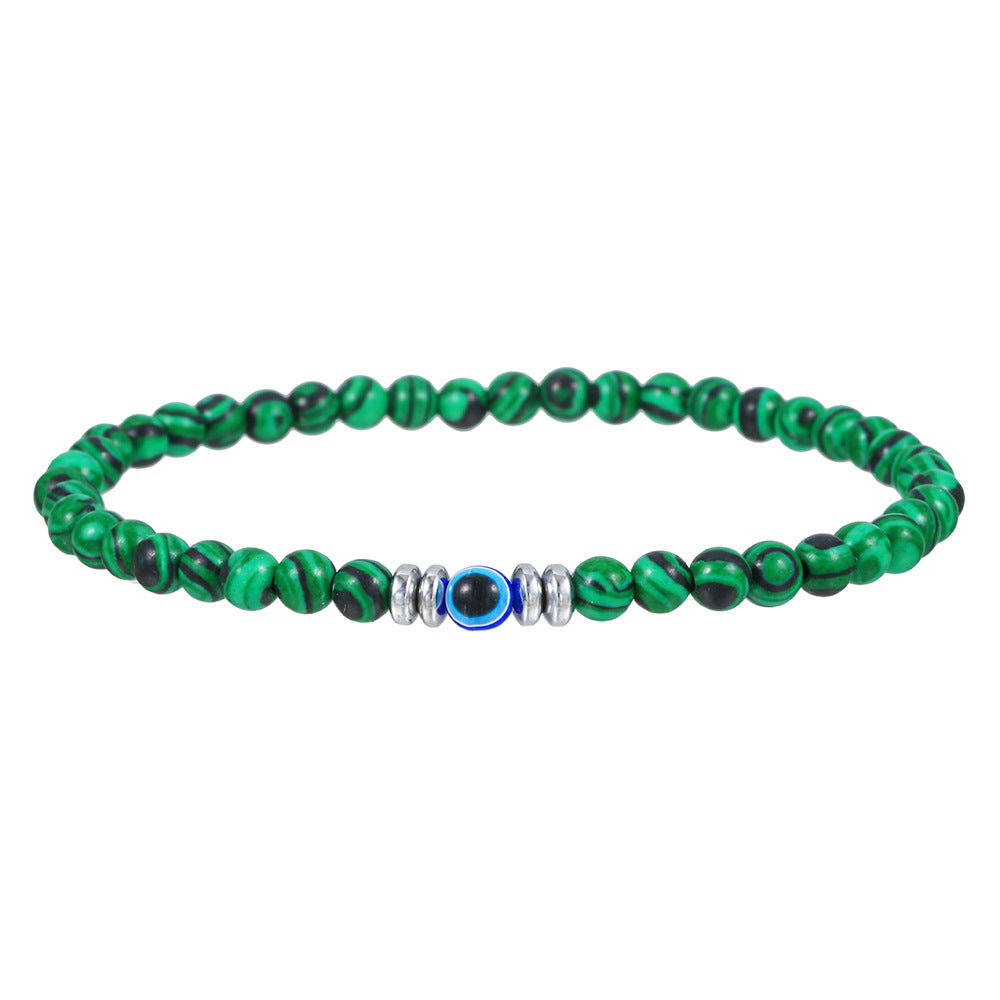 Gemstone Evil Eye Protection Bracelet - Malachite