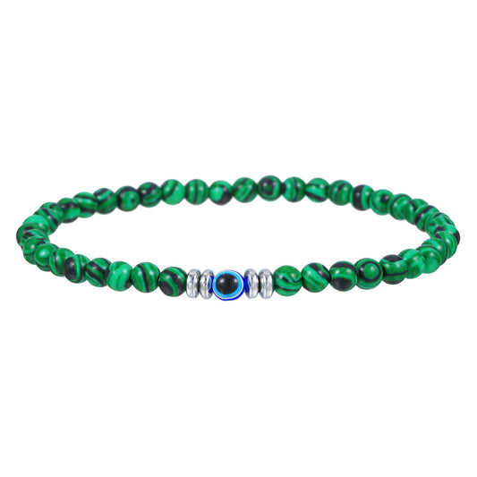 Gemstone Evil Eye Protection Bracelet - Malachite
