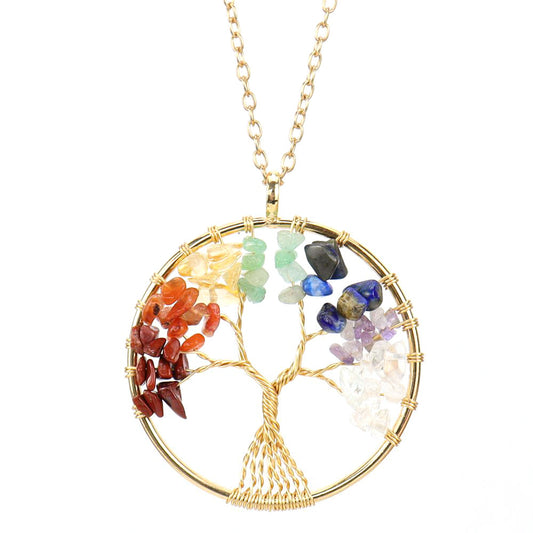 Large Gold Tree of Life Necklace - Chakra