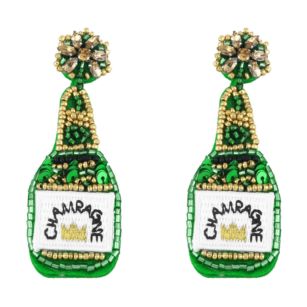 Champagne Bottle Seed Bead Chic Earrings