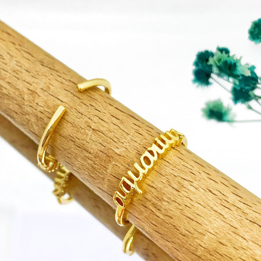 Aquarius Zodiac Sign Adjustable Gold Ring