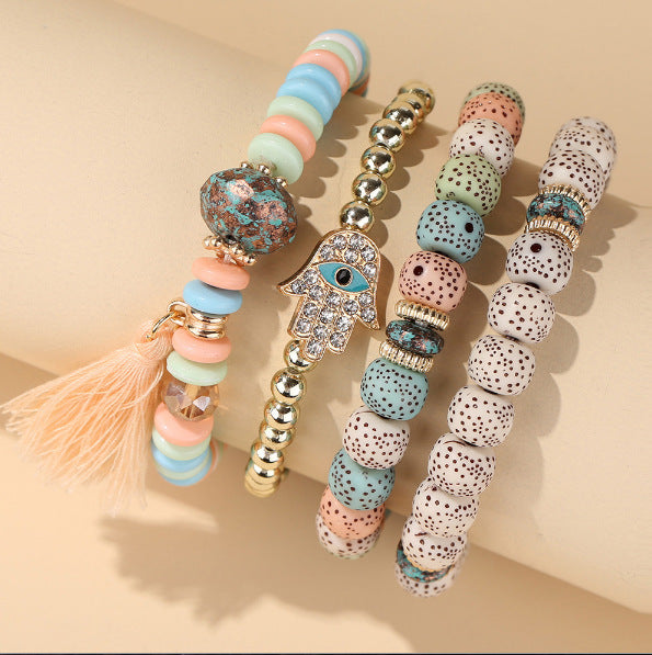 Hamsa Protection Stack Layering Bracelet Set