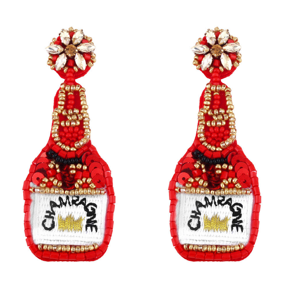 Champagne Bottle Seed Bead Chic Earrings