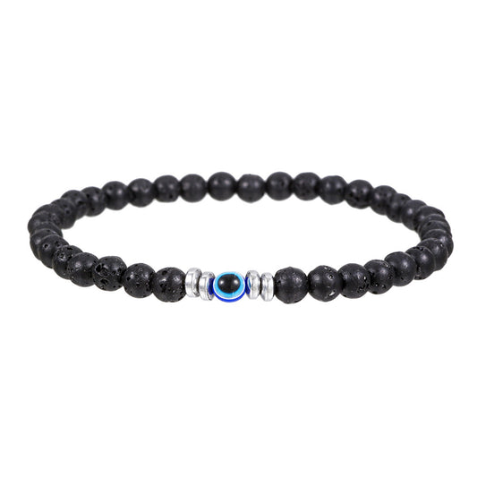 Gemstone Evil Eye Protection Bracelet - Lava
