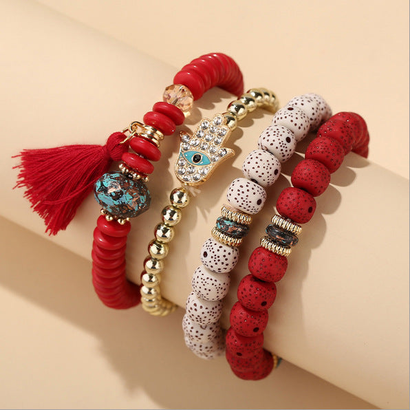 Hamsa Protection Stack Layering Bracelet Set