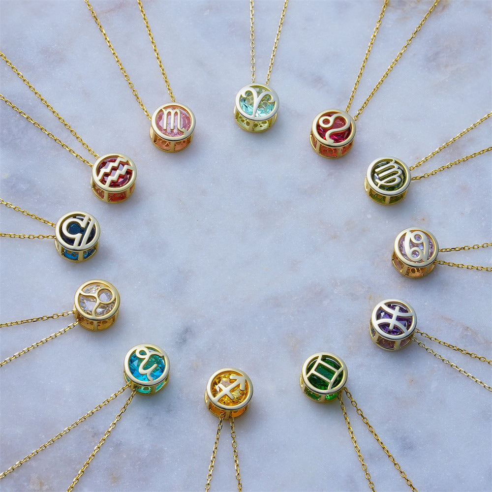 Birthstone Astrology Zodiac Necklace