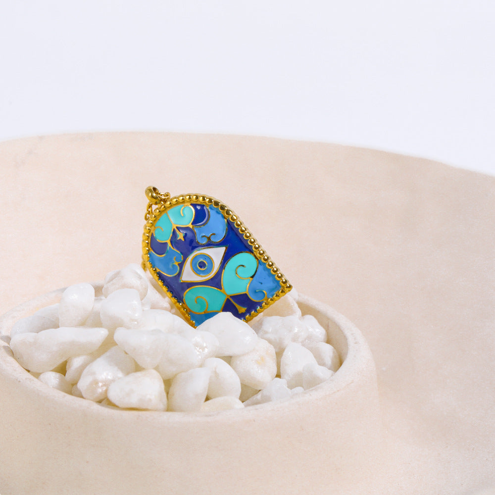 Protective Evil Eye Enamel Gold Necklace