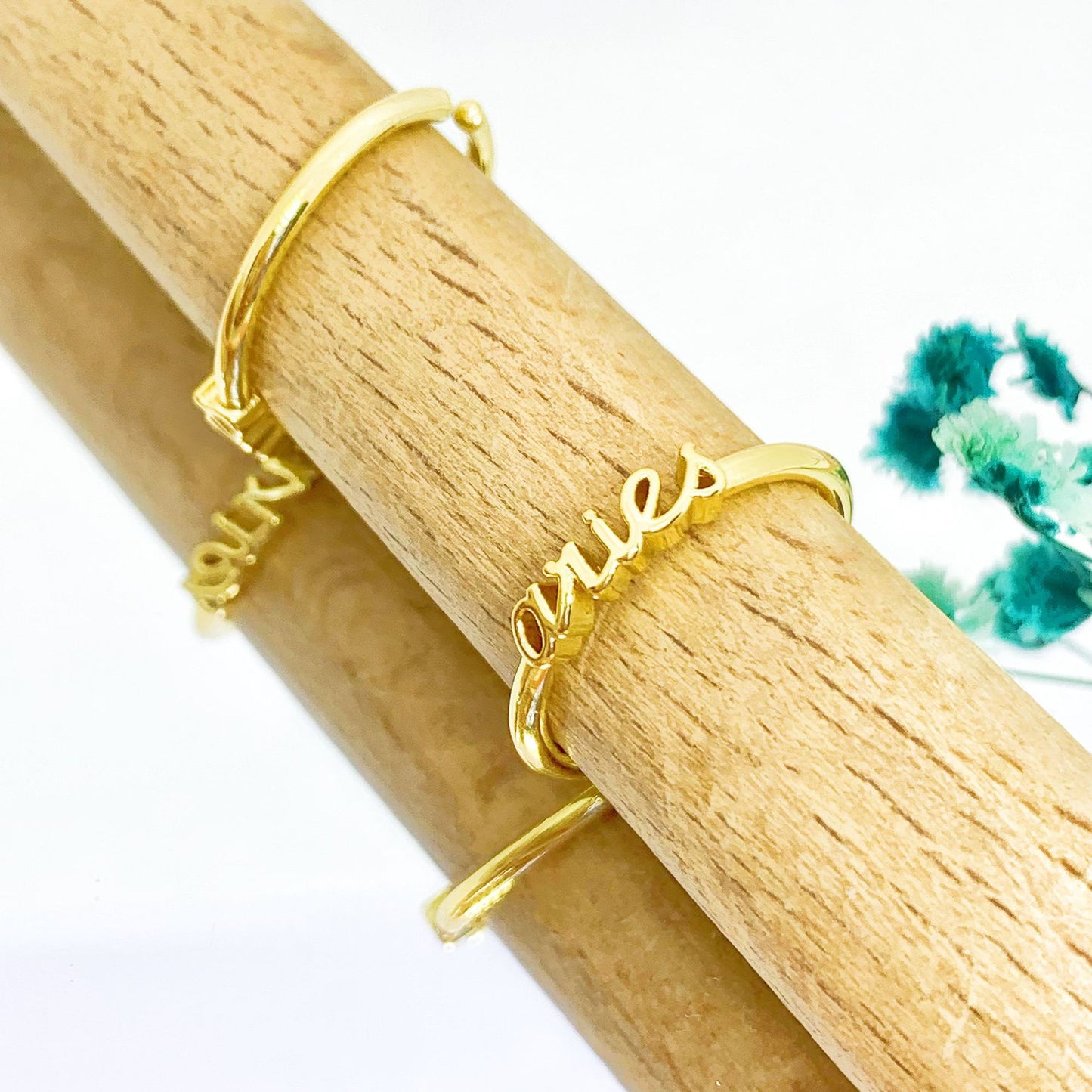 Aries Zodiac Sign Adjustable Gold Ring