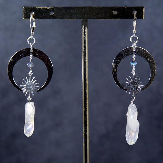 Silver Celestial Gemstone Earring