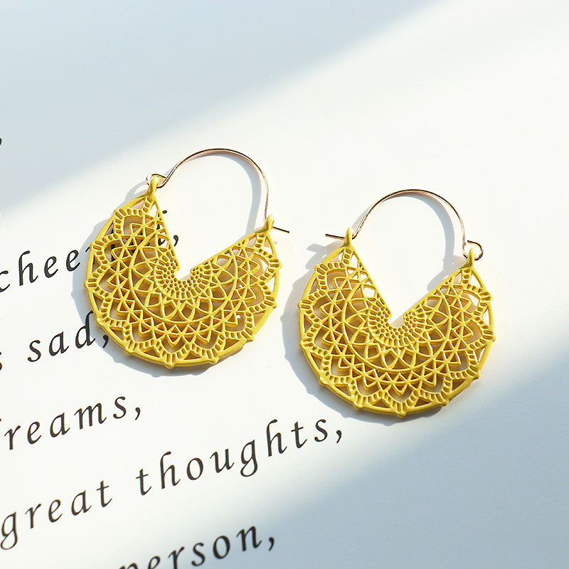 Floral Mandala Hippie earrings - Yellow